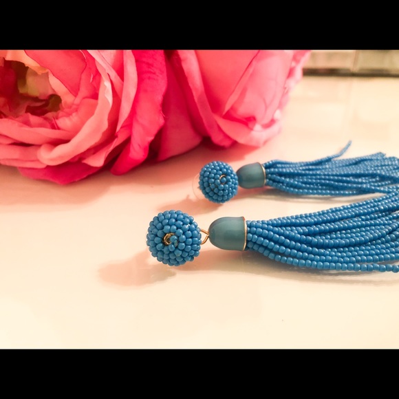 BaubleBar Blue Beaded Tassel Earrings - Picture 7 of 10
